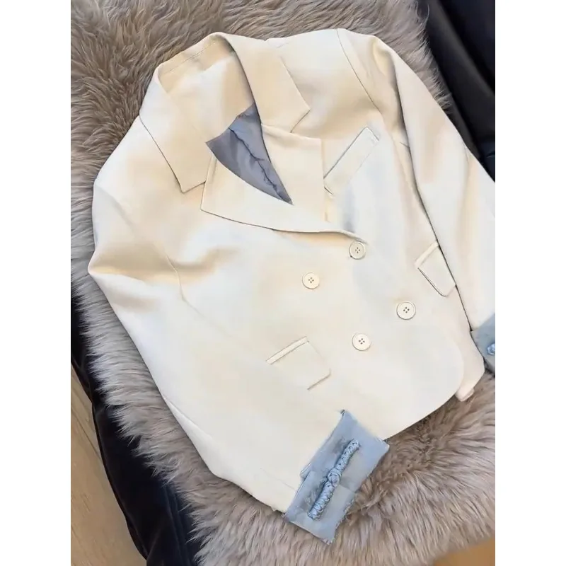 Versión coreana de Retro para mujer, Tops informales, trajes holgados y ajustados de estilo occidental, primavera 2025, 2025