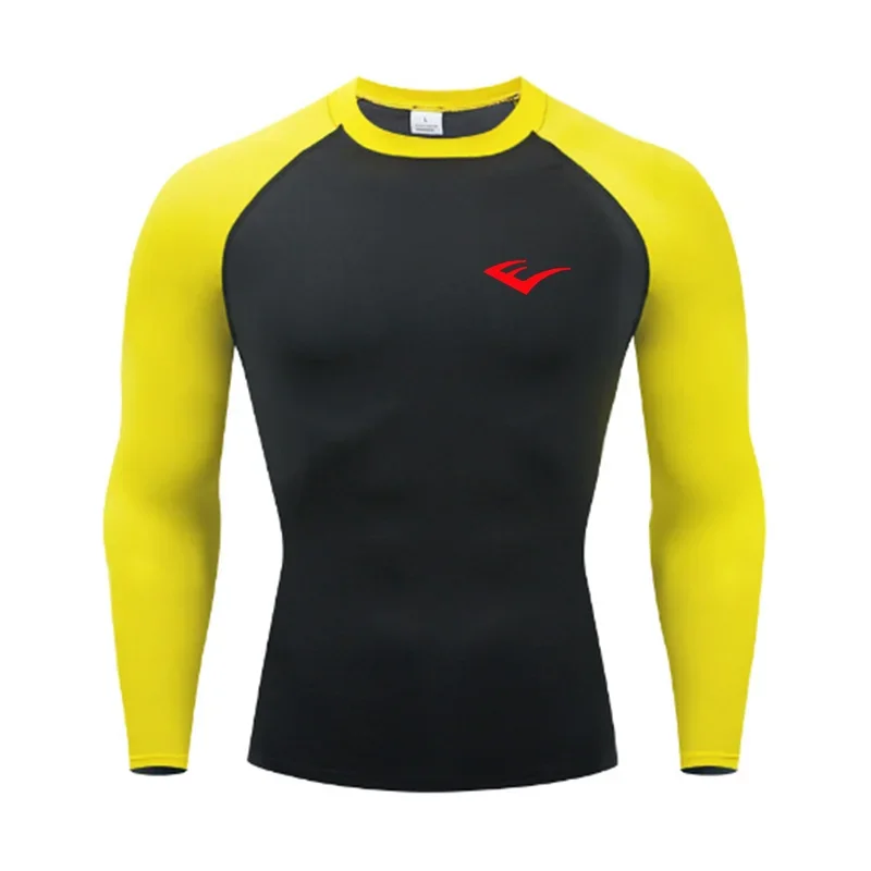 Herren Rundhals Schnelltrocknend Langarm Kompressions-Sportshirt Fitness Enganliegendes T-Shirt Laufshirt Casual Frühling Und Herbst – Detail 2