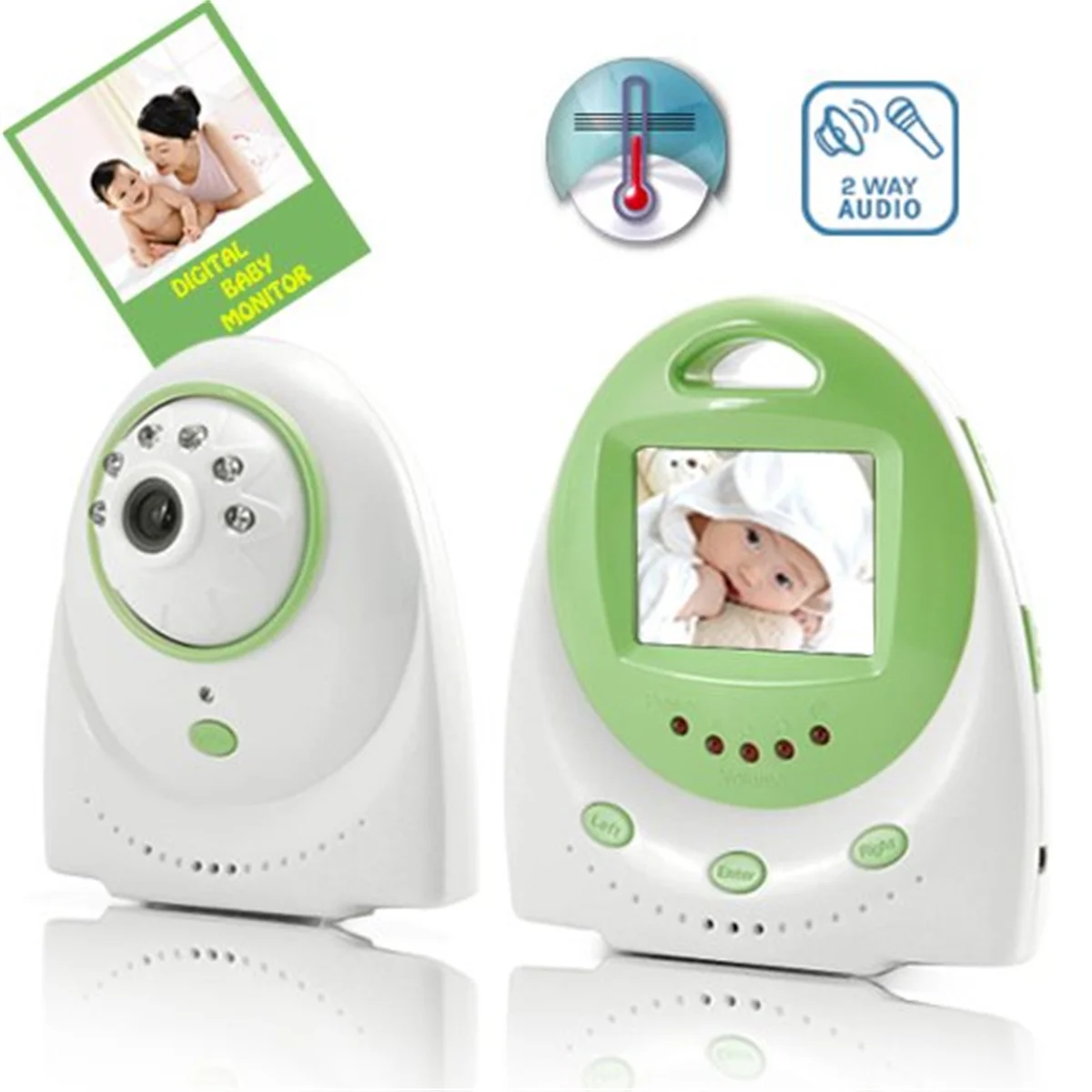 

2.4inch LCD Screen Wireless Video Baby Monitor Intercom Baby Nanny Security Camera VOX Mode Temperature Monitoring Babysitter