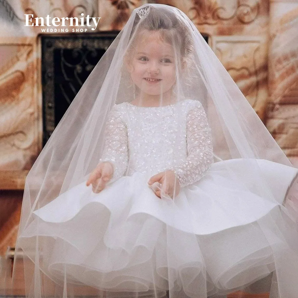 Princesse Enfant A-Linie O-Ausschnitt knielanges Blumen mädchen Kleid Perlen Paille tte Ballkleid offener Rücken Illusion Vestidos Para Niñas