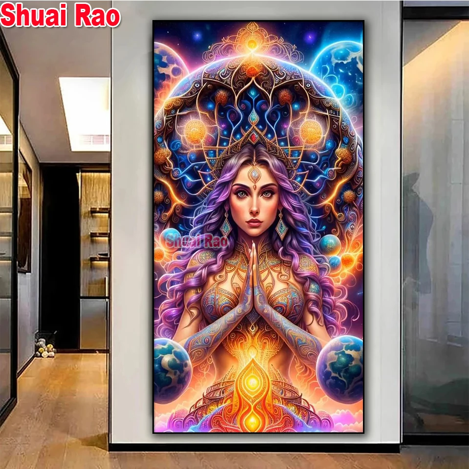 

Large Diamond painting meditating beauty Full Square Round diamond Art Diy Mosaic New 2024 Cross stitch kits Home decoration