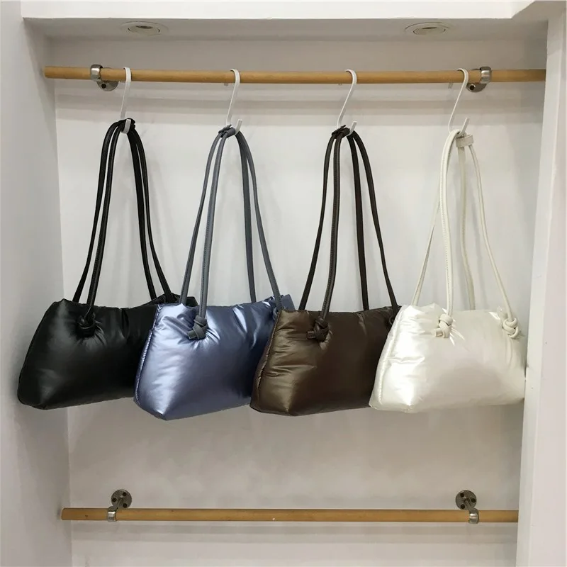 

Сумка-подушка в японском стиле для женщин, модная повседневная сумка-тоут, двусторонняя сумка-пуховик из искусственной кожи, багет, кошелек подмышками