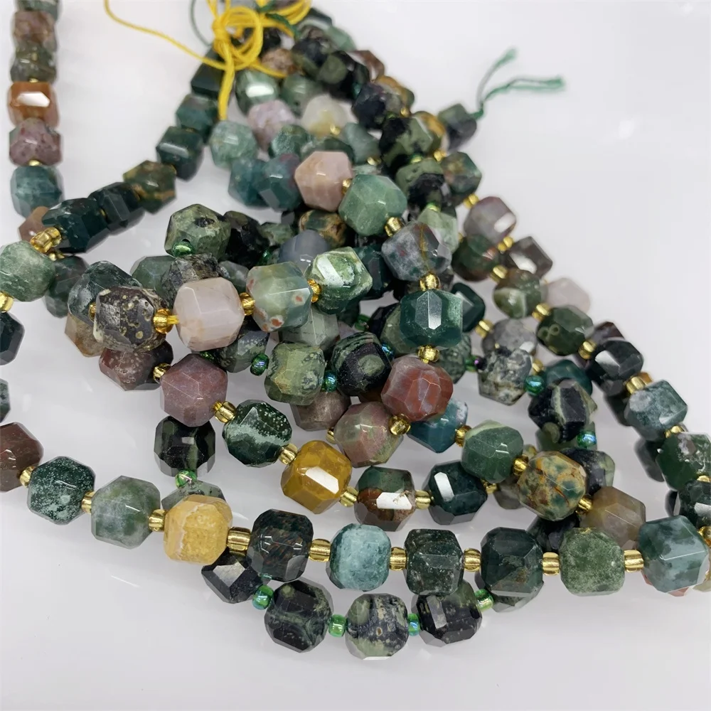 8-9m Natural Green Aventurin Agate Cube Moss Agate Tree Agate Beads Faceted Loose Beads For Diy Bracelet Necklace Jewelry Making