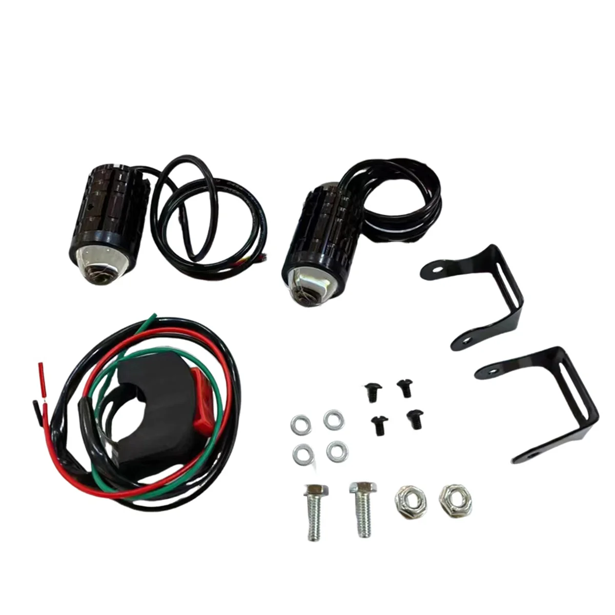 

Motorcycle High Power Lens Spotlight 6000K LED Dual Color External Spotlights 8-80V Headlights with Switch A