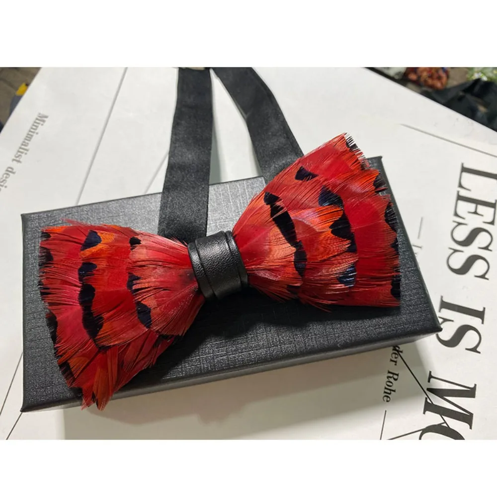 Fashionable and Personalized Feather Bow Tie Men's Wedding Suit Evening Gown Accessories Shirt Butterfly Collar Flower