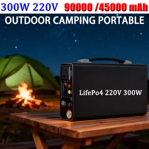 220V 300W Power Station Outdoor Power Bank 90000mah Portable Home Camping Large Capacity Outdoor Power Mobile Charging Station