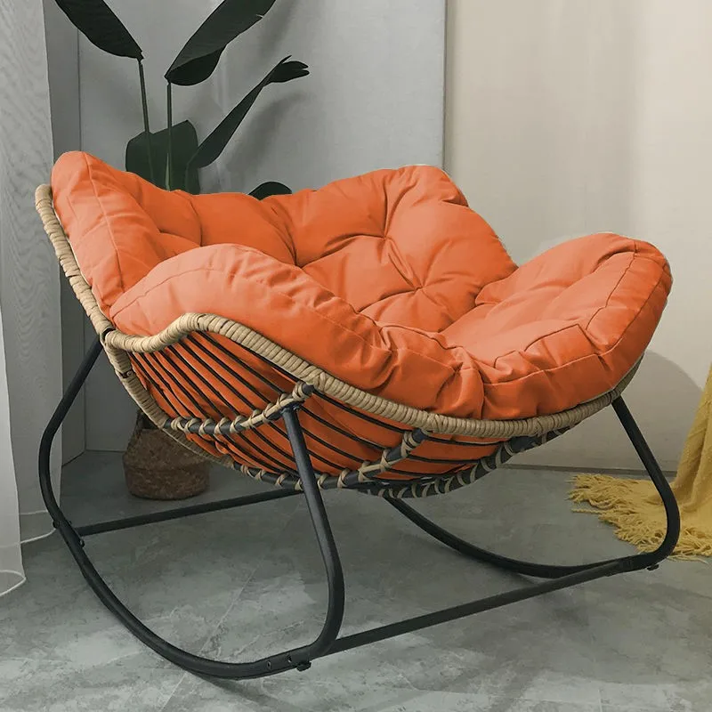 Realife – chaise à bascule en rotin tissé, sac souple et confortable pour s'asseoir ou couché, chaise à bascule paresseuse, balcon, usage domestique, en fer forgé