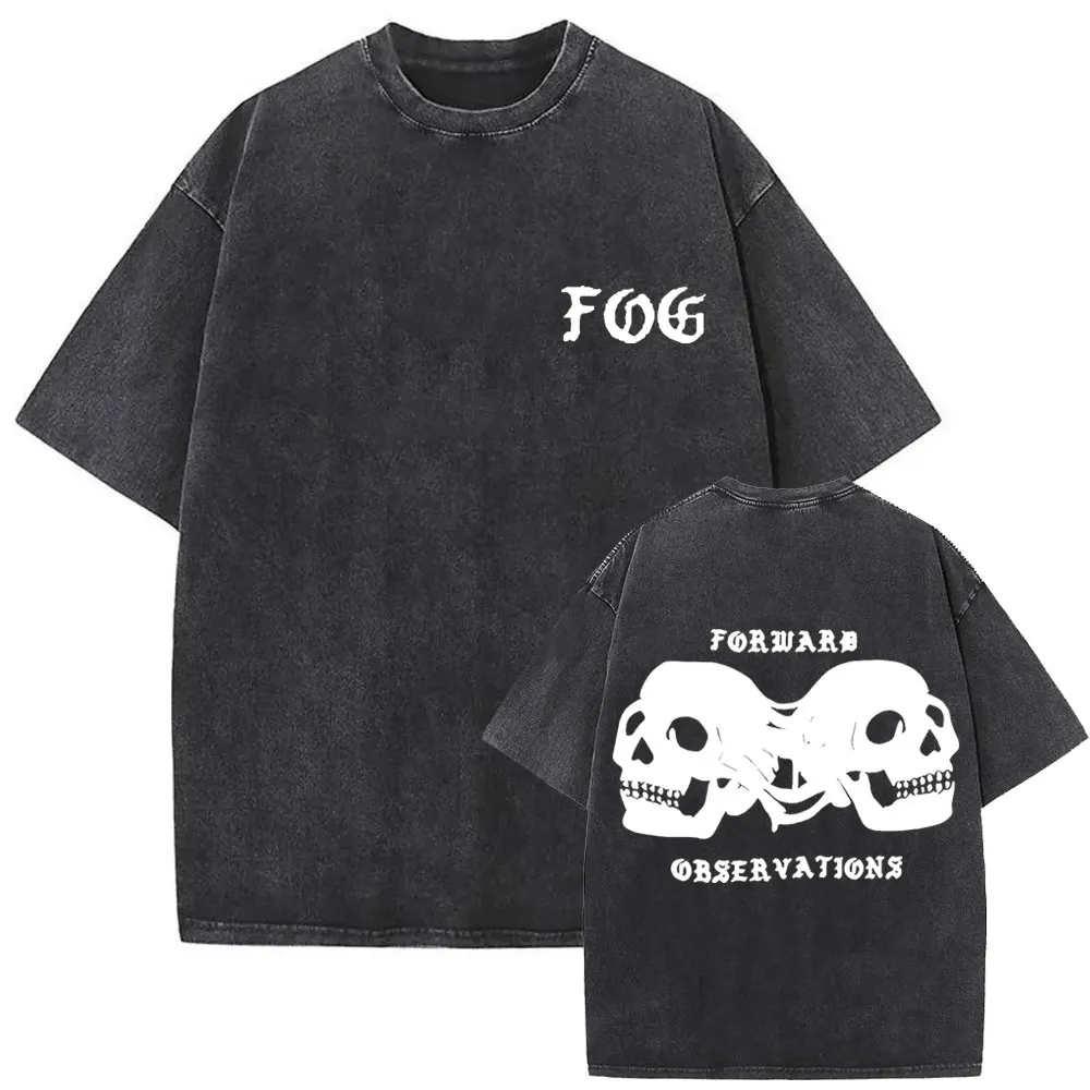 Washed Vintage Forward Observations Group Battle Tribe From The Grave Pull Over Print T-shirts Skeleton Male Oversized T Shirts