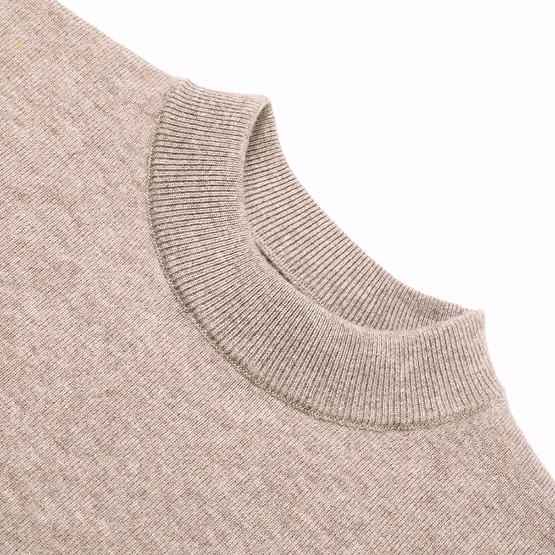 

Свитер с круглым вырезом из 100% шерсти - темно-серый качественный мягкий на ощупь круглый вырез премиум-класса / минималистичный / однотонный деловой повседневный свитер