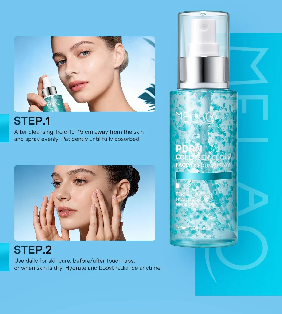 Dual-phase Facial Spray PDRN Collagen Capsule Essence Mist Deep Hydrating Boost Skin Elasticity Moisturizing Daily Face Spray