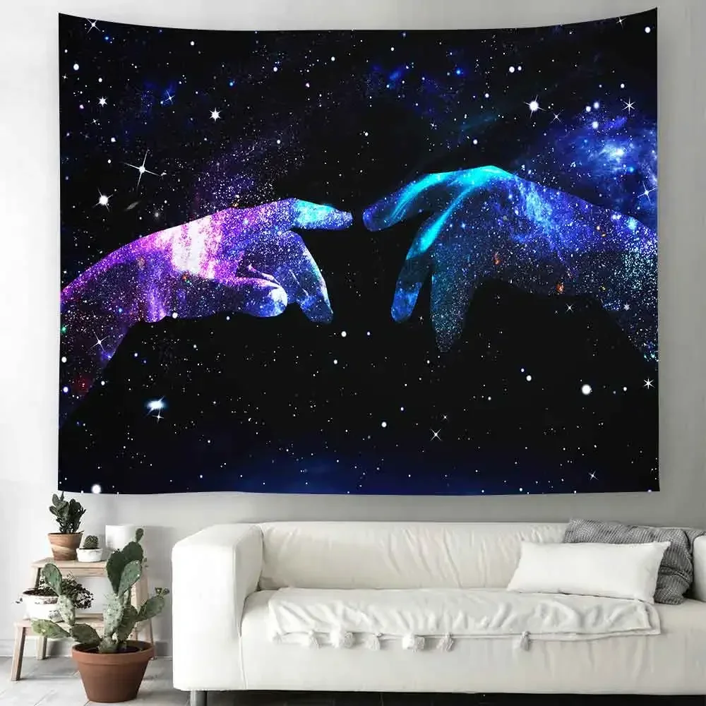 Space Astronaut Tapestry Moon Night Starry Sky Landscape Tapestry Bohemian Psychedelic Home Living Room Bedroom Decoration