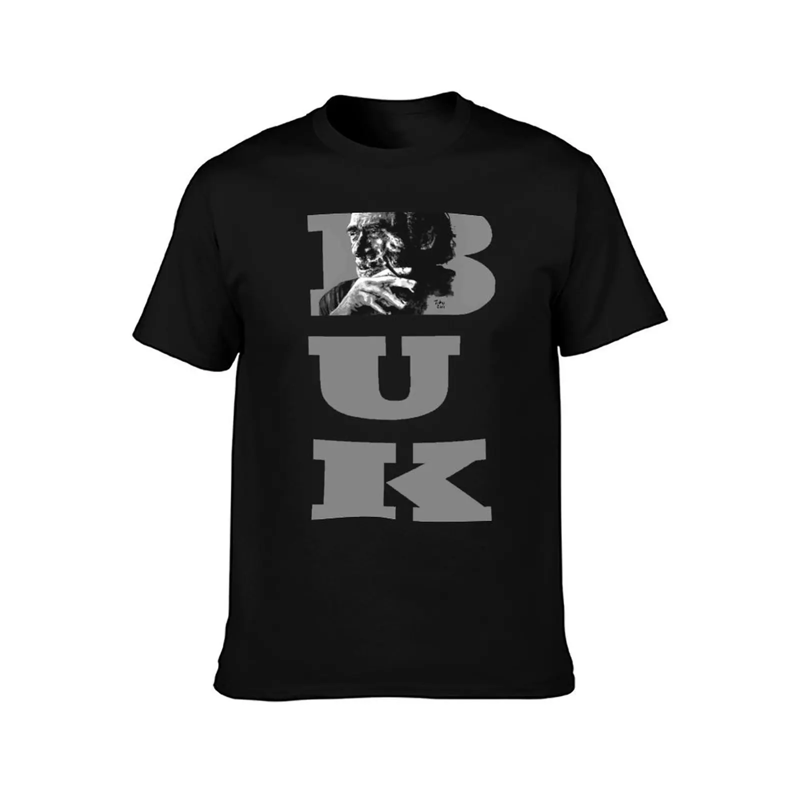 Charles Bukowski - PopART black T-Shirt Plus Size Basic Short Sleeve Top T-Shirt