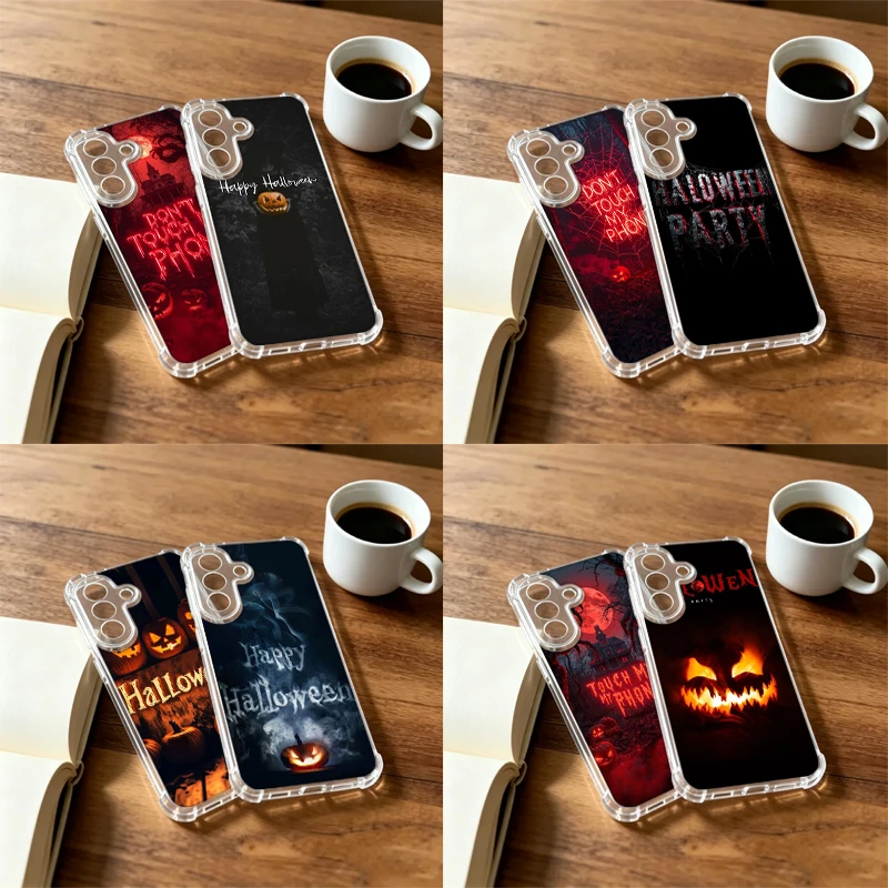 Halloween Horror Forest Neon Spider Web Pumpkin Phone Case For Samsung A57 A37 A27 A17 A16 A26 A36 A56 A55 A35 A25 A15 Galaxy A0