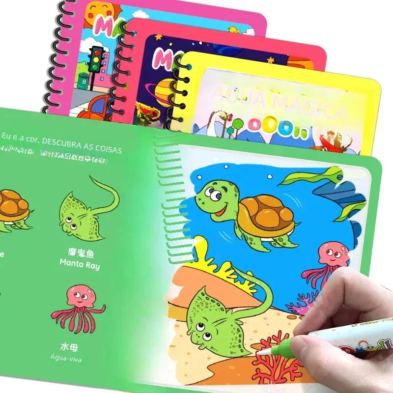 Montessori Toys Reusable Coloring Book Magic Water Drawing Book Painting Drawing Toys Sensory Early Education Toys for Children