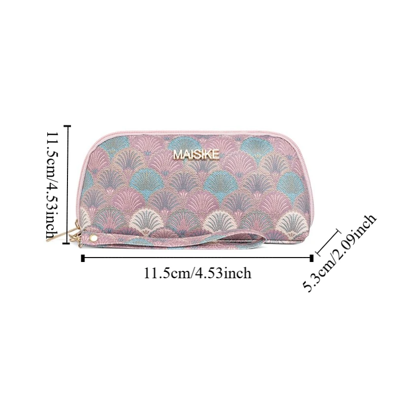 Portafoglio con pochette in conchiglia jacquard Porta carte di credito Pochette con ricamo Borsa portamonete Portamonete da donna Borsa lunga da ragazza
