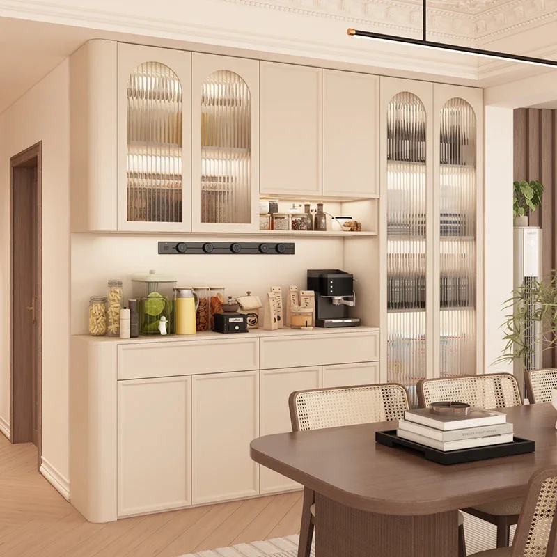 

Кремовый обеденный боковой шкаф из массива дерева, встроенный у стены, бытовая комбинация, многофункциональная дуга для гостиной