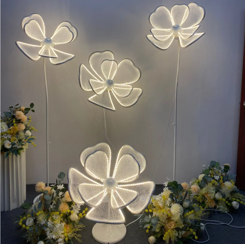 

Wedding Props Iron Lace Luminous Petals Wedding Decoration T Platform Decoration Lotus Peony Street Light