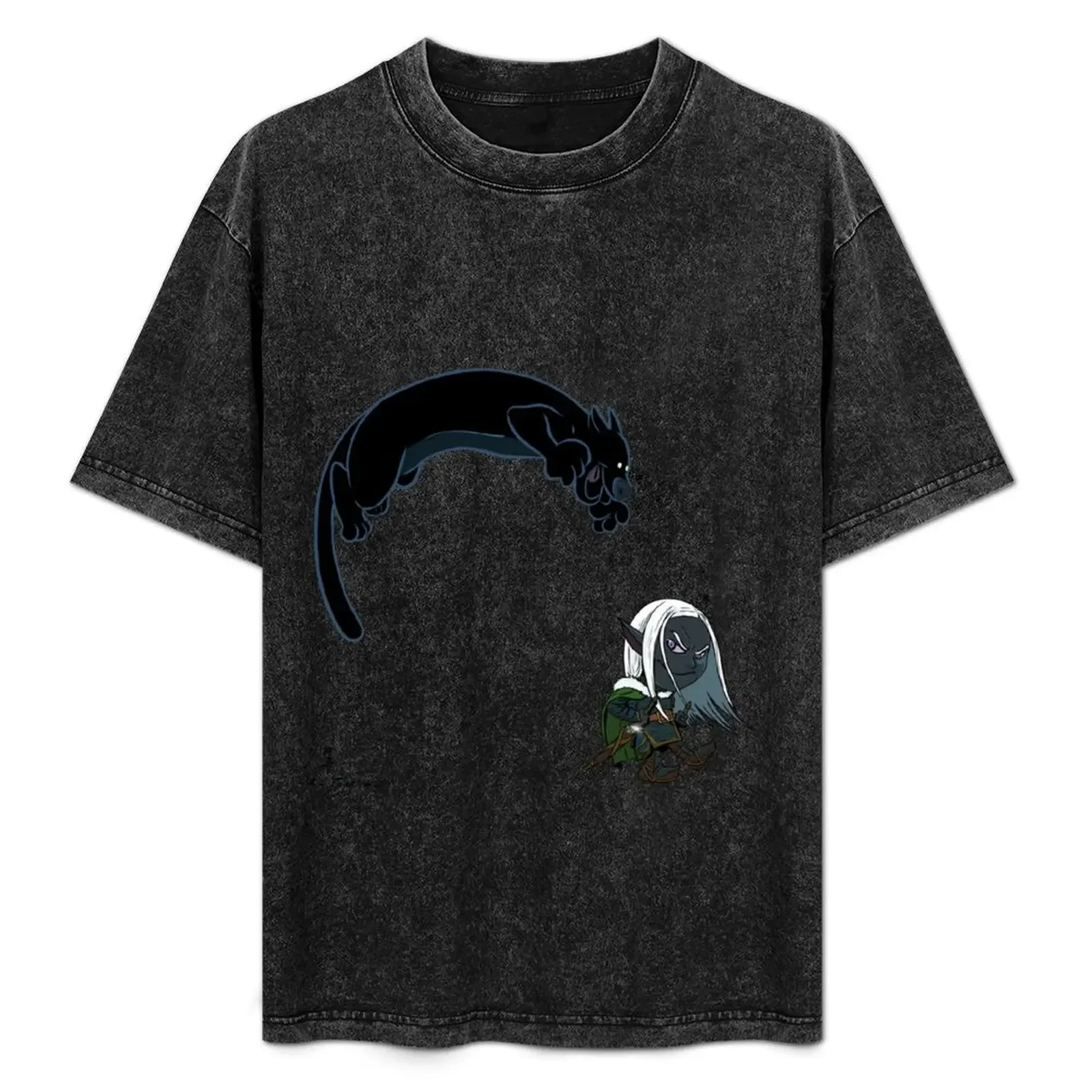 

Drizzt and Guenhwyvar T-Shirt customizeds rapper graphic tees vintage anime mens clothing