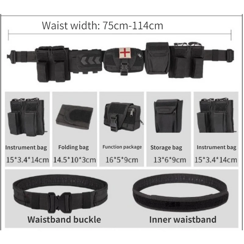 6 in 1 Tactical Waist Bag Tactical Belt with Pouches Hunting Unloading Belt with Pouches Hunting Equipment Wallet Waterproof