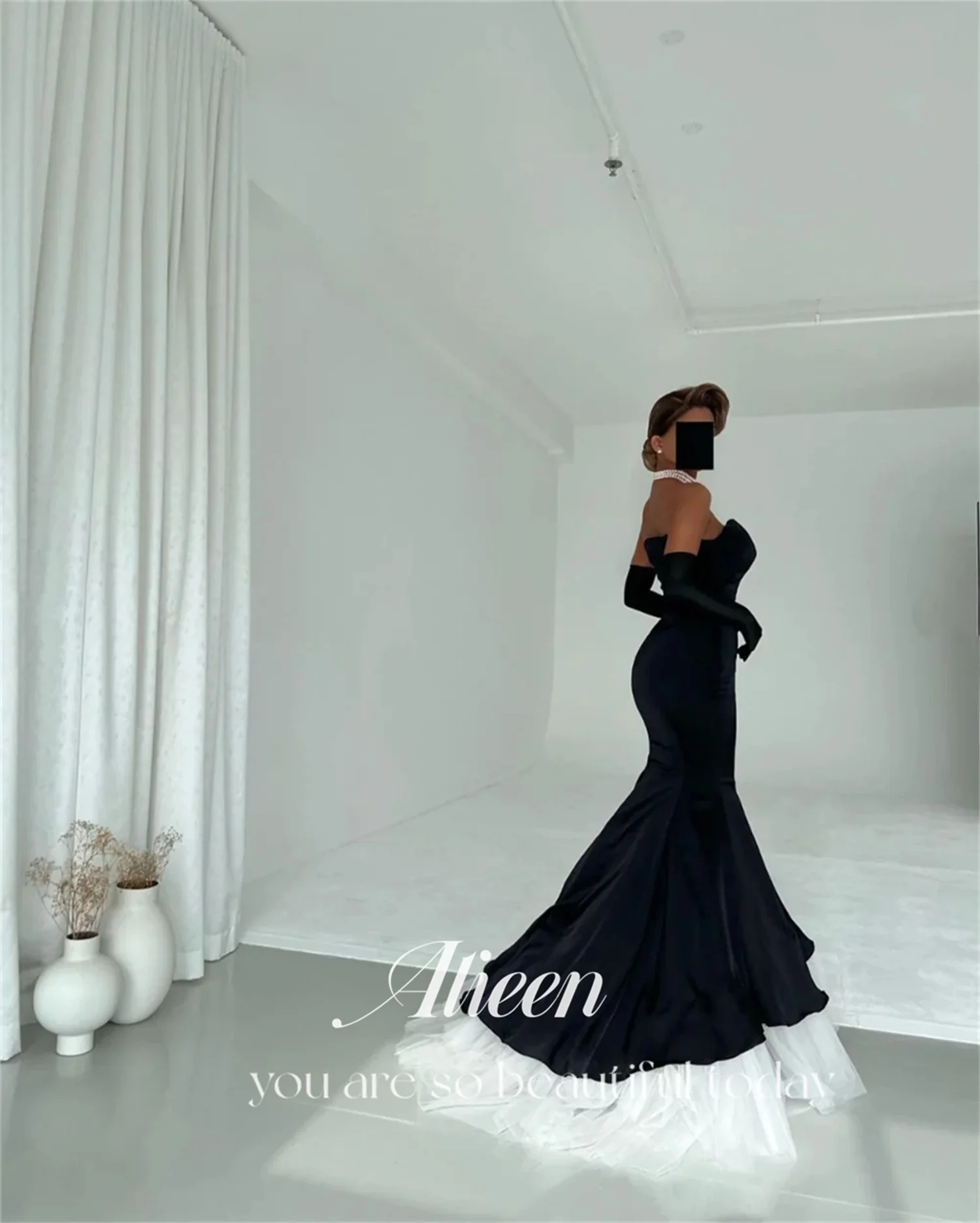 Aileen Black Mermaid Sexy Sweeper Train Luxurious Turkish Evening Gowns Dresses on Offer Liquidation Long Luxury Midi Birthday