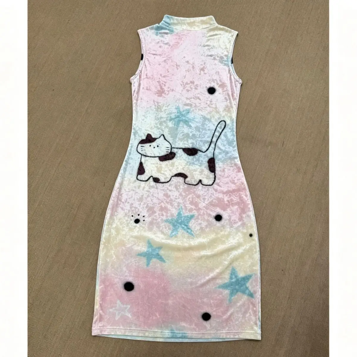 Y2K Millennium Spicy Girl Sleeveless Velvet Dress Sweet Cute  Print Slimming Bodycon Skirt Low Waist Vintage Style Dress