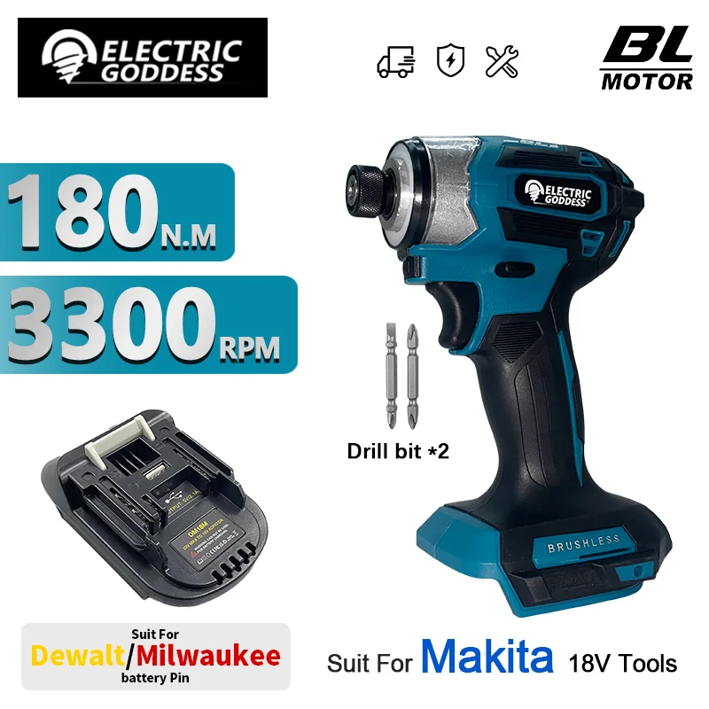 

Электрическая богиня, бесщеточная аккумуляторная электрическая отвертка, инструмент по дереву/болту/Т-резу для Makita/Dewalt/Milwaukee, 18-20 В, аккумуляторные штифты