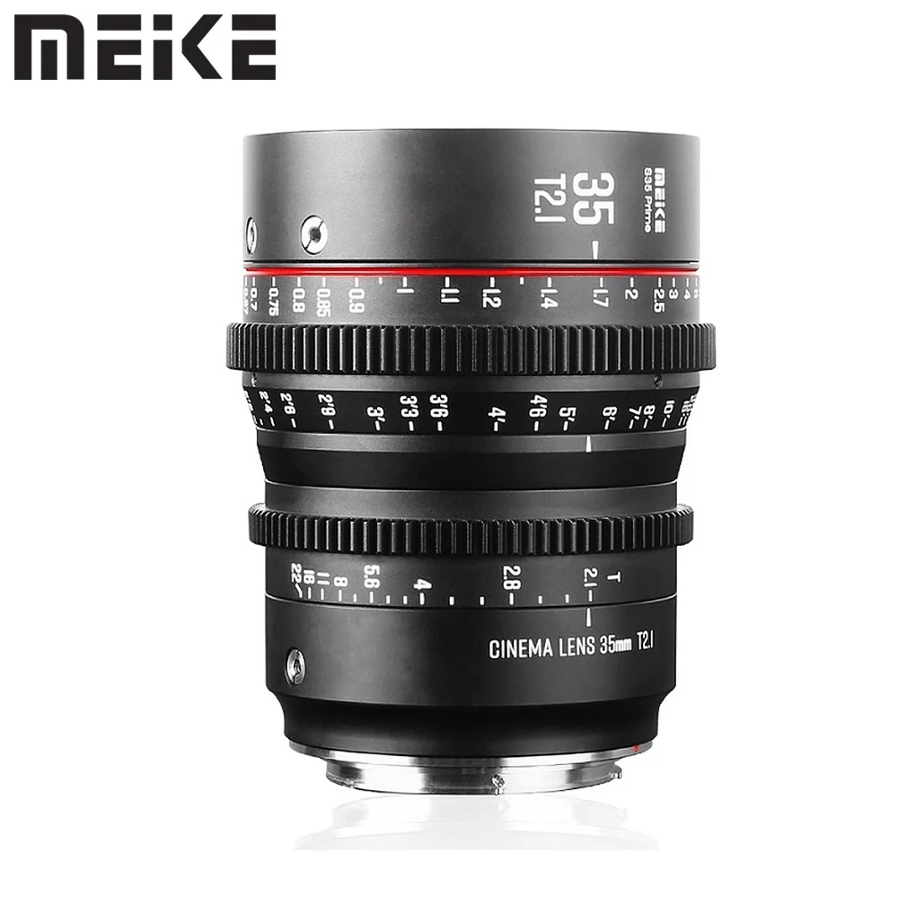 

​ Meike 35 мм T2.1 S35 Frame с ручной фокусировкой, кинообъектив для крепления Canon Z CAM EF/для ARRI Amira PL-Mount Cine Camera