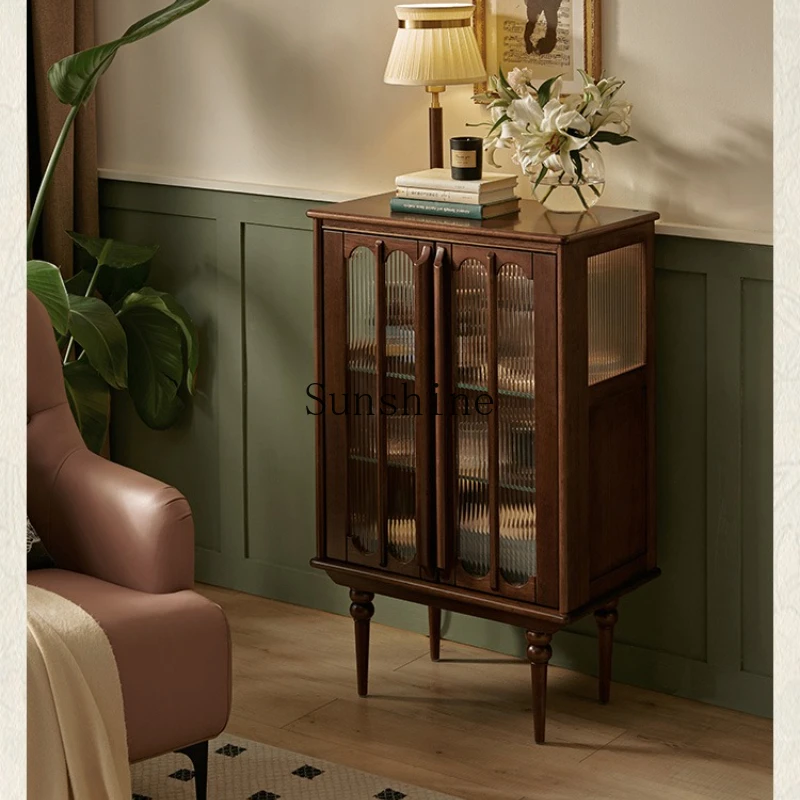 

American dining side storage solid wood retro living room wall sofa high side cabinet