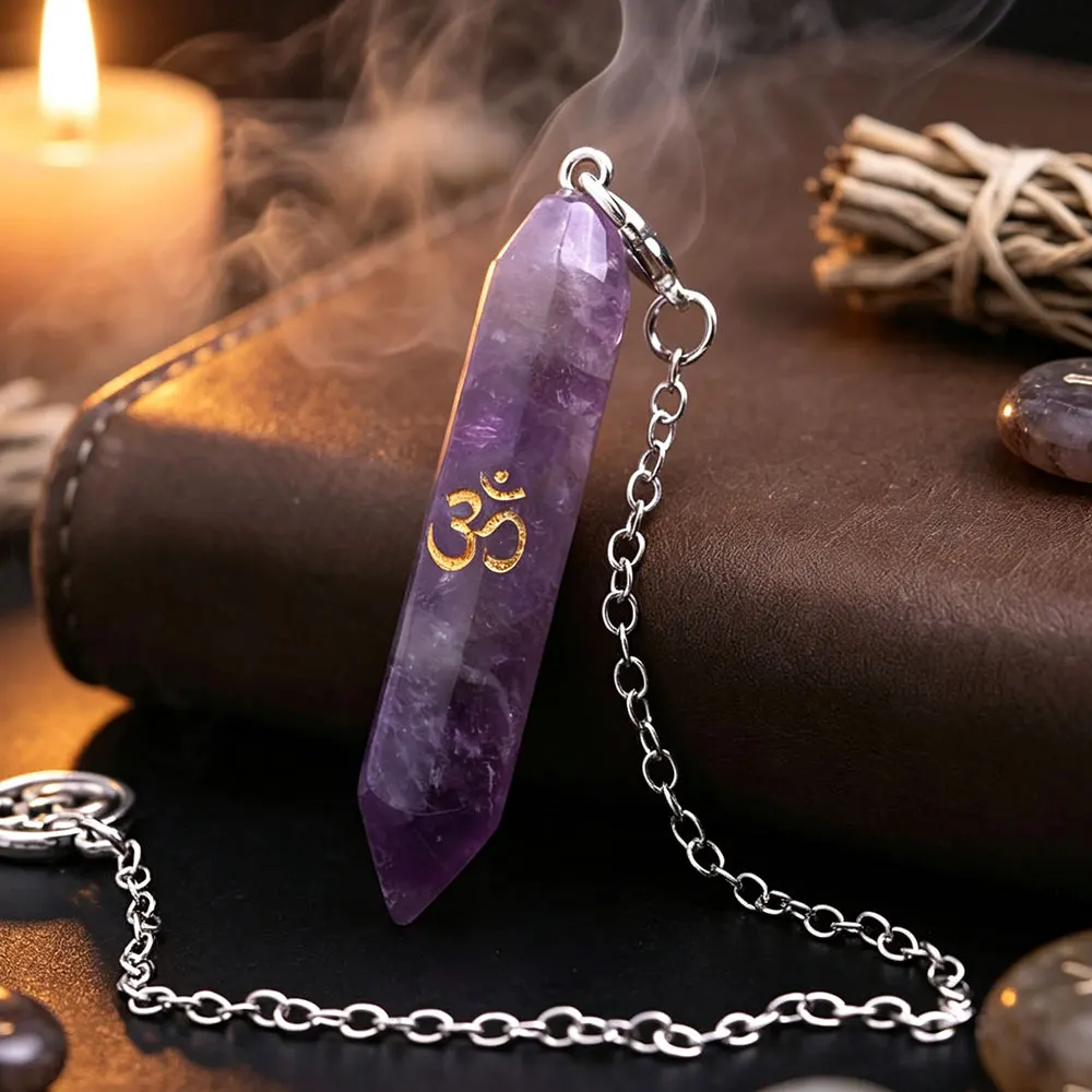 Real Natural Stone Pendant Crystal Pendulum for Divination Dowsing Amethysts Clear Quartz Spiritual Healing 3D Pendulos x228
