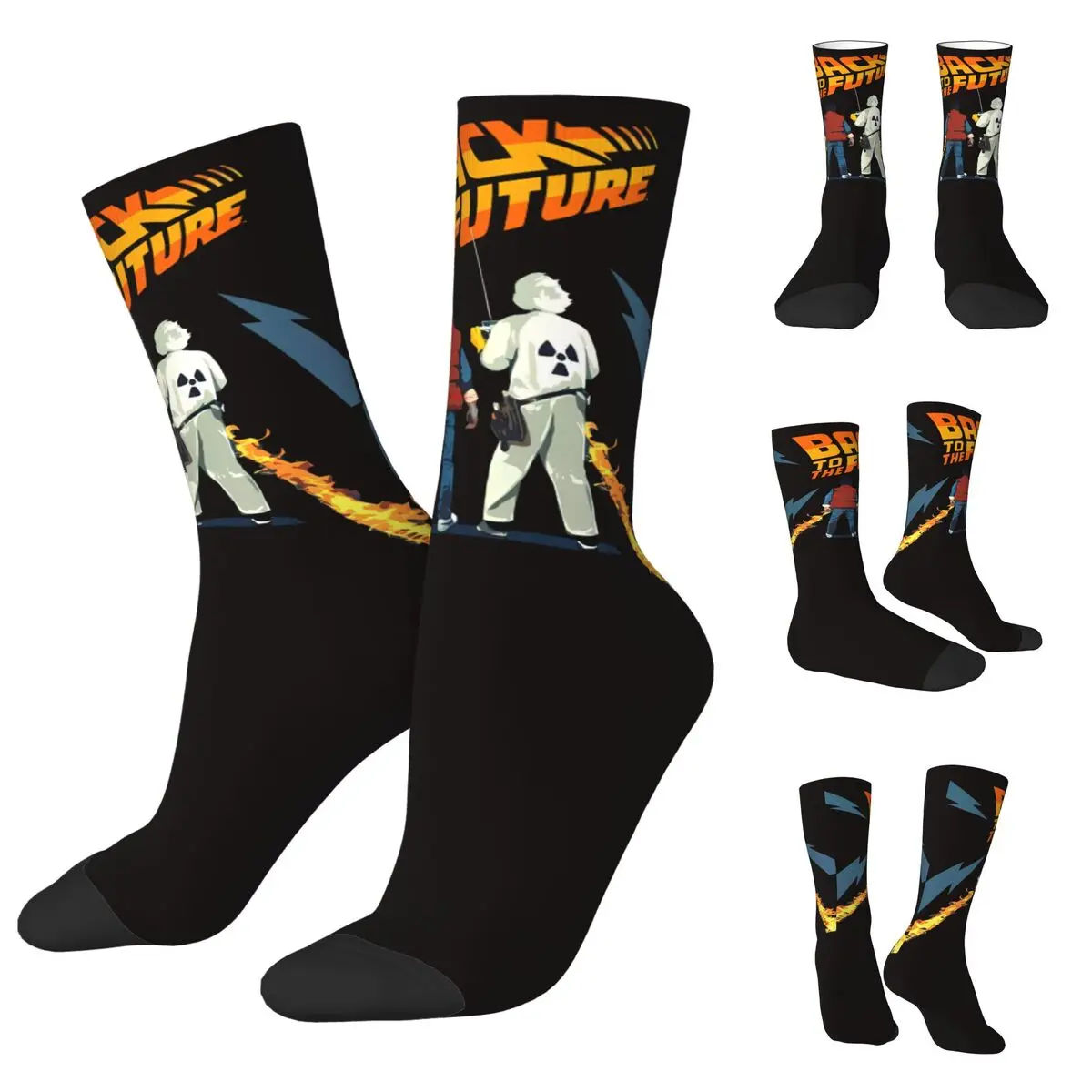 Back To The Future Fire Streaks cosy Unisex Hip Hop Happy 3D printing Socks