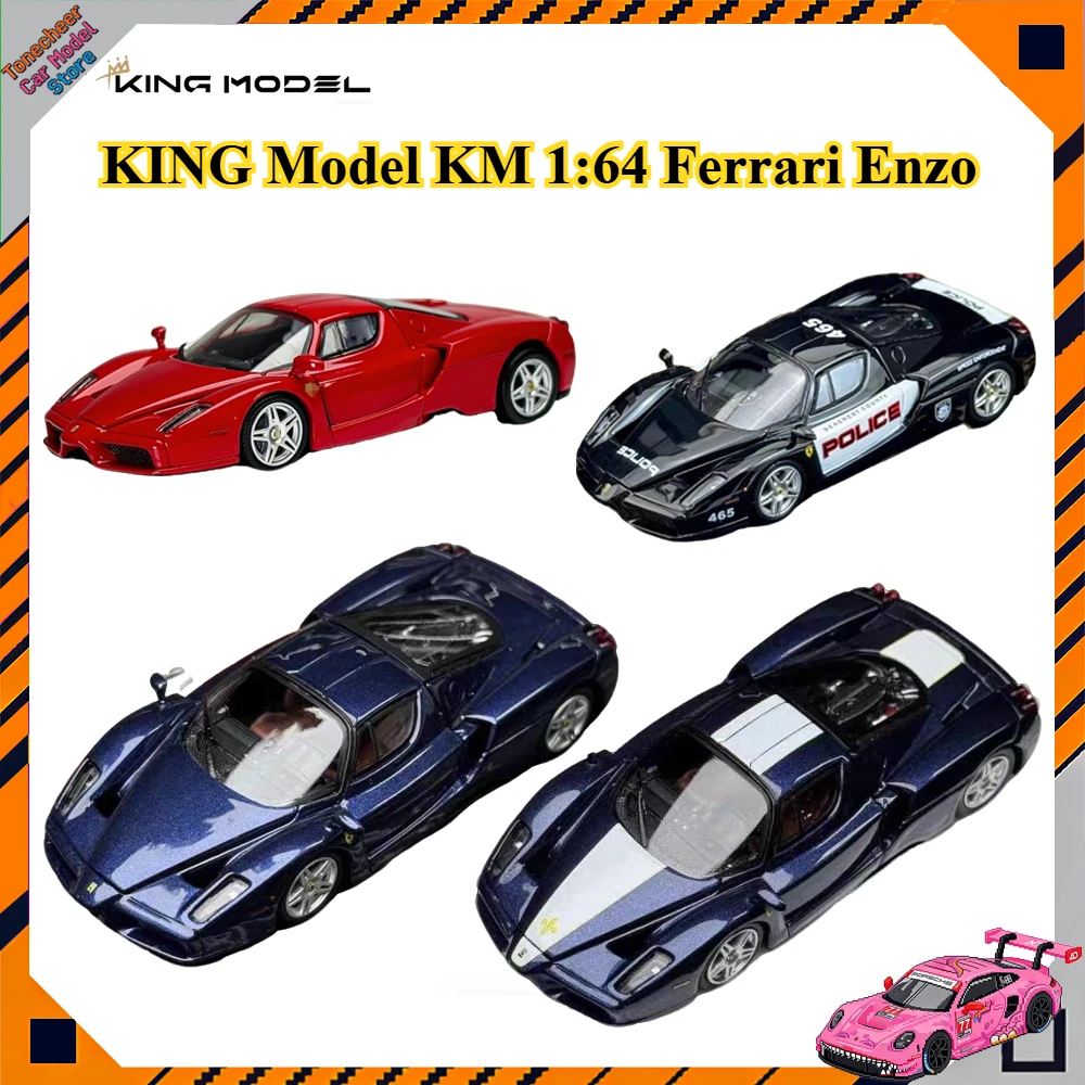 

KING Model KM 1:64 Ferrari Enzo Red Blue Openable Alloy Car Model Miniature Diecast Collection High-end Ornament Hobby Toys Gift