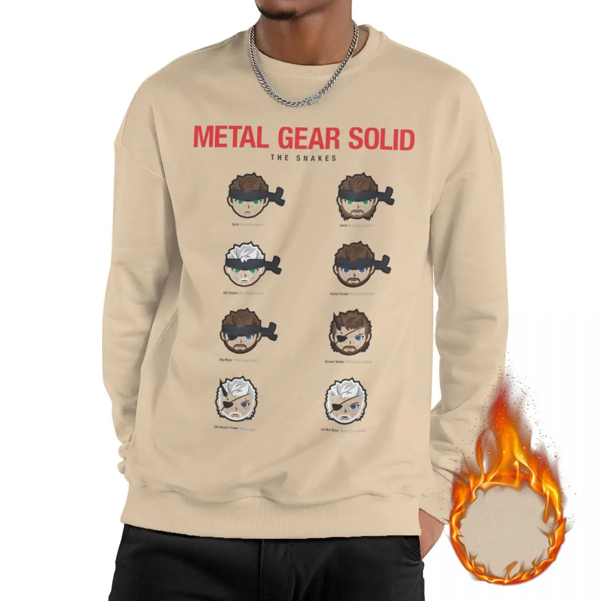 

Metal Gear Solid Snakes Sweatshirt Fleece Lined Men Women Thick Sweatshirts Graphic Print MGS1 Games Long Sleeve Shirts Hoodie