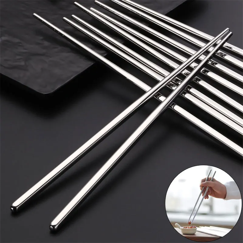 2-5 Pairs Chopsticks 304 Stainless Steel Non-Slip Chopstick Metal Sushi Sticks Korean Japanese Food Chinese Chopsticks