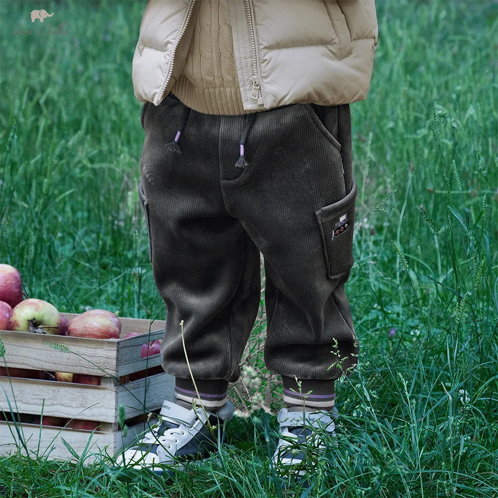 

Dave Bella Children Autumn Winter Velvet Pants Boys Thicken Cargo Elastic Waist Casual Sports Jogger Warn Trousers DB4253919
