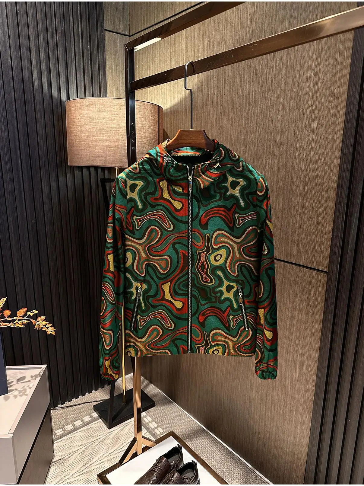 

Абстрактная камуфляжная модная мужская куртка с капюшоном, высококачественная модная верхняя одежда, весна-осень, полиэстер, нейлон, волокно Cosite