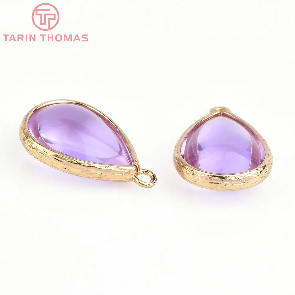 (4122)10PCS 22x14MM 24K Champagner Gold Farbe Messing und Glas Tear Drop Form Charms Anhänger Diy schmuck Erkenntnisse Zubehör – Detail 28