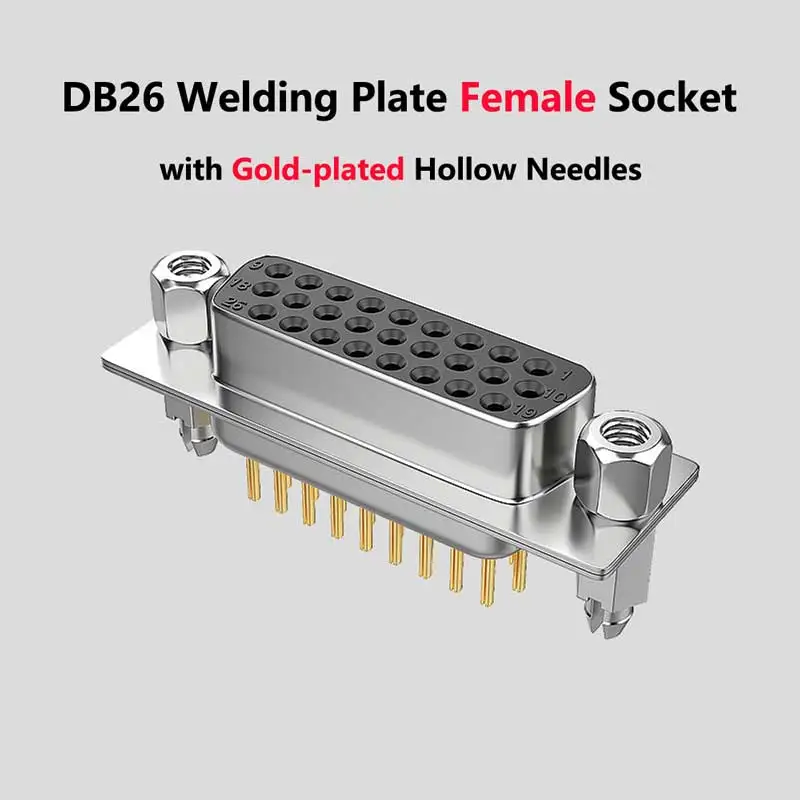 DB26 Male Plug Female Socket Straight Welding Plate In-line Board 3 Rows 26 Pin Serial Port Connector D-SUB 26 Adapters