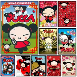 Cute Cartoon P-Pucca Poster Self-adhesive Art Waterproof Paper Sticker Coffee House Bar Room Wall Decor