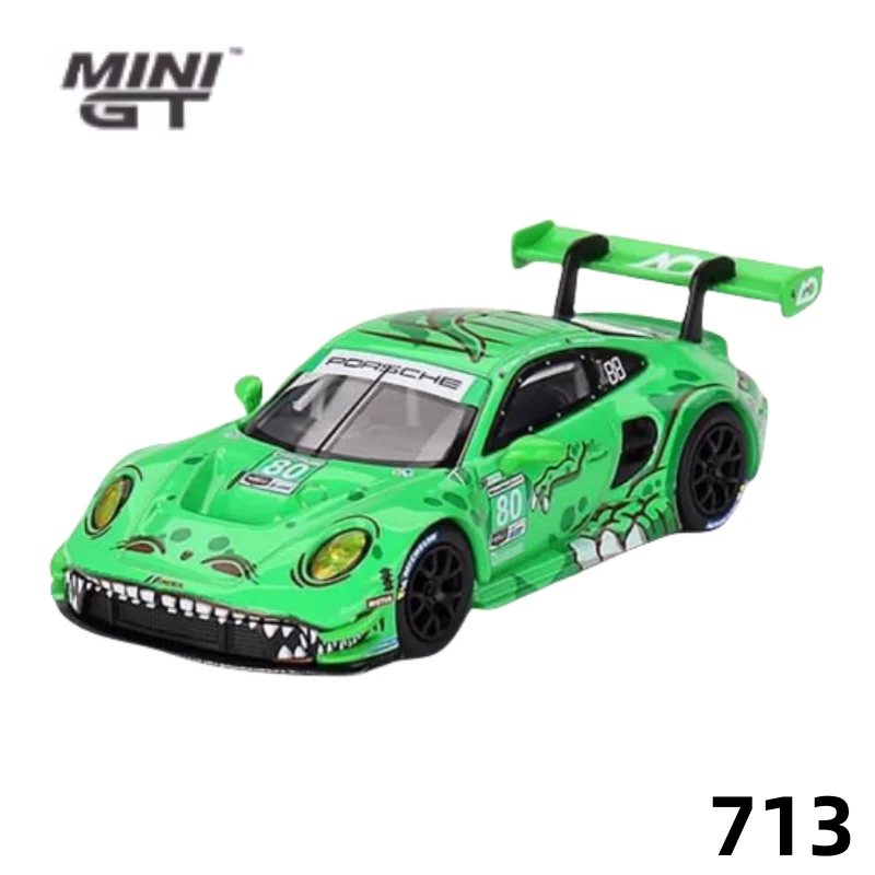 MINI GT 1:64 Porsche 911 GT3 R Racing 80# Tyrannosaurus Rex Paint GTD AO car model, boys' toys, adult collection pieces.