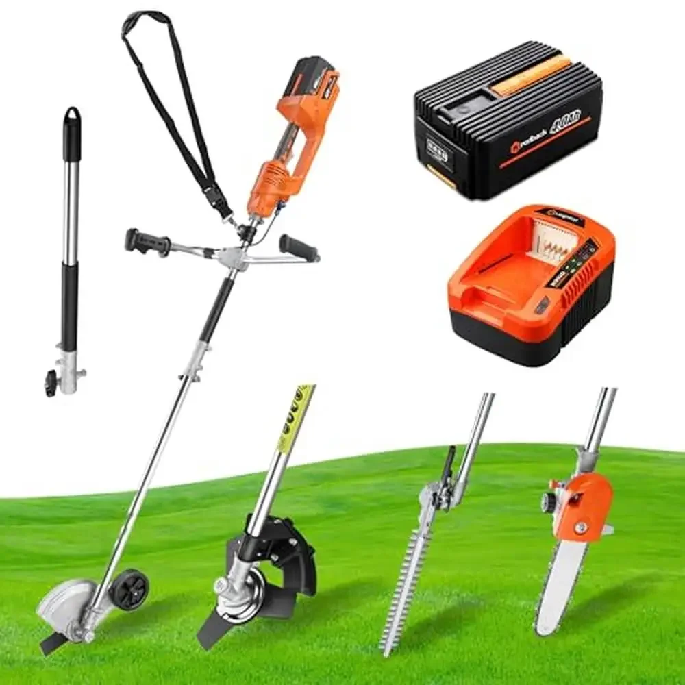 40V 4-in-1 Garden Tool Kit Brush Cutter Edger Hedge Trimmer Pole Saw 20