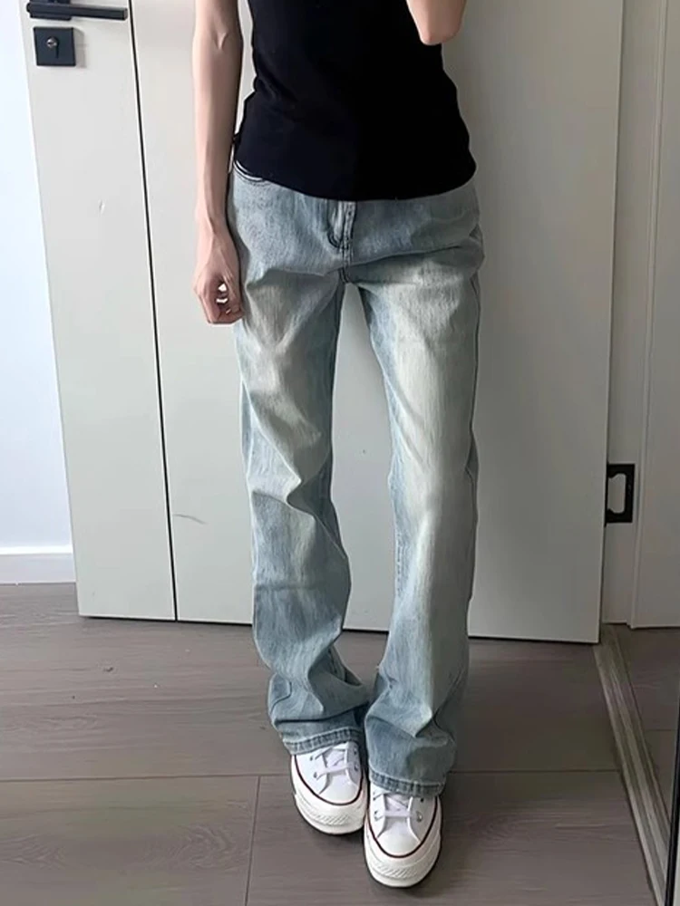 

Cleanfit Light Blue Women's Jeans High Street American Sle Summer High Waist Wide Leg Pants Slimming Straight Cut Trousers