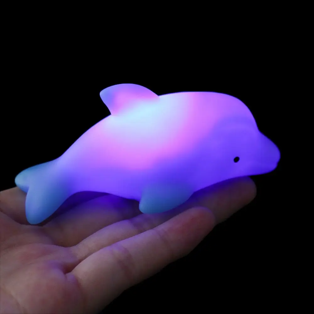 Bathroom Flashing Floating Beach Play Games Baby Dolphin Bath Toys Up Water Floating Toy LED Lamp Bath Toys Glowing Beach Toys