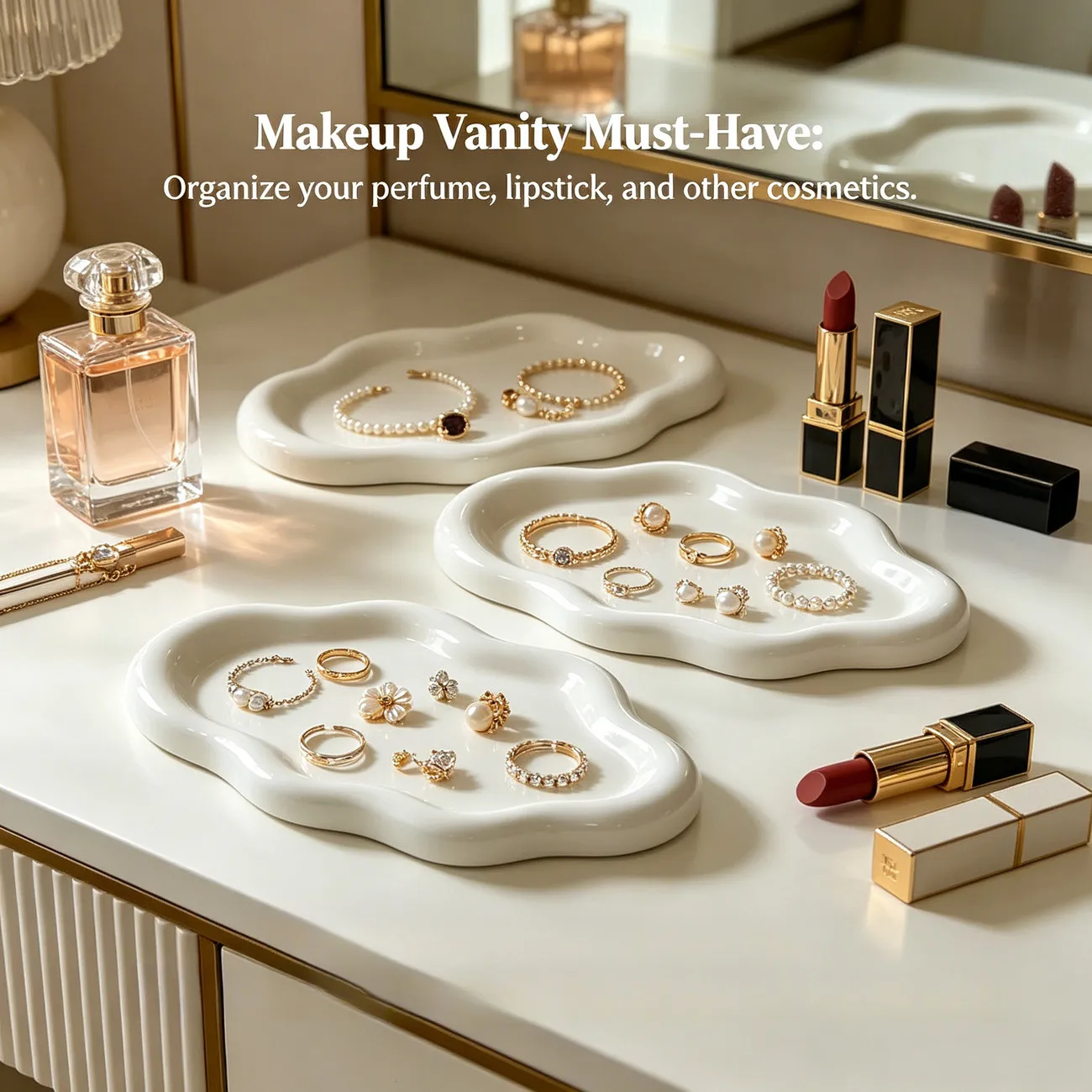3pcs Cloud-Shaped Jewelry Trays – Cute Irregular Storage Plates for Rings, Keys, Makeup & Bedroom Decor