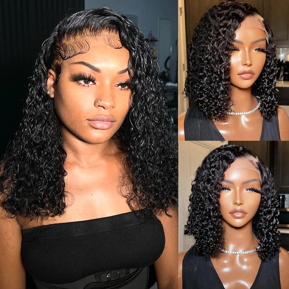 13×4 bob Wig Human Hair Lace Front Wigs 14 Inch Human Hair Curly Lace Front  Wigs Human Hair Pre Plucked with Baby Hair