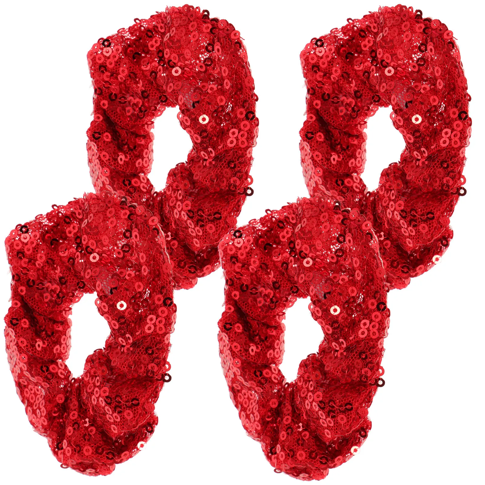 

4Pcs Trendy Sequin Hair Scrunchies Comfortable Non-Damaging Hair Bands for Christmas Parties Daily Styling Gift for Her