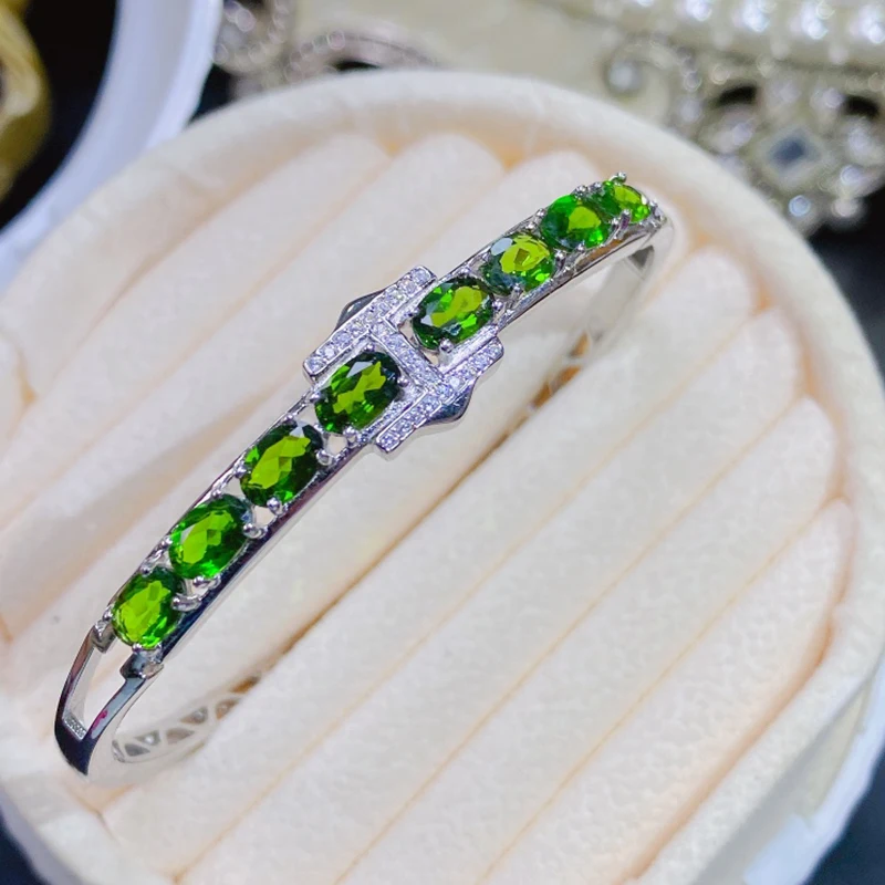 

Natural Diopside Bracelet for women silver 925 jewelry luxury gem stones 18k gold plated free shiping items