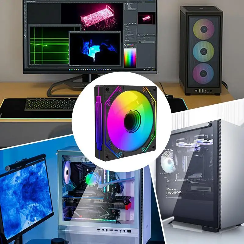 Computer Case Fan Computer Cabinet Cooler CPU Fan ARGB Case Cooler Fan 4pin PWM Silent Computer For Computer Case Liquid