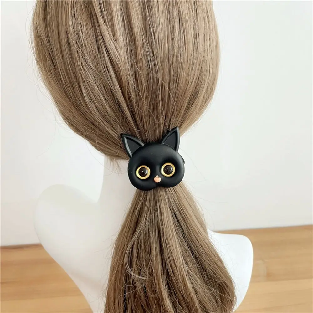 Simple Temperament Cloth Korean Acrylic Women Kitten Headwear Female Hair Ties Cartoon Hair Rope Scrunchies