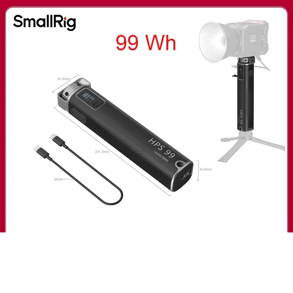 

Ручной блок питания SmallRig 99 Втч HPS99, выход 100 Вт, 14,54 В для COB Light 2 USB-C 1 D-Tap, мощная быстрая зарядка