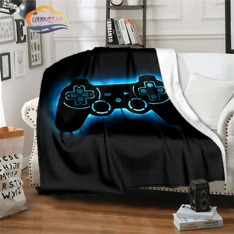 Gamer or Game controller flannel Blanket Gamepad pattern Plush Cozy Super Soft Sofa Bed  Lightweight Travel warm blanket